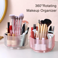 13 x Brand New LINFIDITE 360 Rotating Makeup Brush Holder Cosmetic Display Case Clear Makeup Lip Gloss Organizer Case with 5 Slots Round Turntable Storage Tray for Vanity, Bathroom, Counter Organizer Pink - RRP £95.48