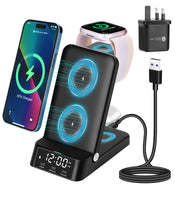 1 x RAW Customer Returns 3 in 1 Wireless Charging Station for Apple Watch - Wireless Charger for iphone 14 13 12 11 8 X, Charger Stand for AirPods 2 3 Pro, Black Docking Fast Charge for Samsung s22 s21 s20 - RRP £22.09
