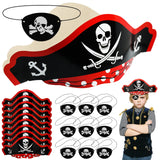 2 x Brand New FORYNXHWIN 10 Pirate Hats and 10 Eye Masks, Captain Caribbean Accessories Set, for Children s Pirate Theme Party Role Play - RRP £21.98