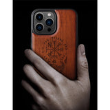 1 x Brand New Carveit Magnetic Wood Case for iPhone 13 Pro Case Hard Real Wood Soft TPU Shockproof Hybrid Protective Cover Unique Classy Wooden Case Compatible with MagSafe Viking Compass Vegvisir-Rosewood  - RRP £27.99