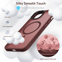 50 x Brand New Anqrp for iPhone 15 Case, Compatible with MagSafe Military Grade Protection Shockproof Translucent Hard Slim Soft Silicone TPU Bumper, Protective Magnetic Phone Cover for iPhone 15 6.1 , Wine Red - RRP £734.0