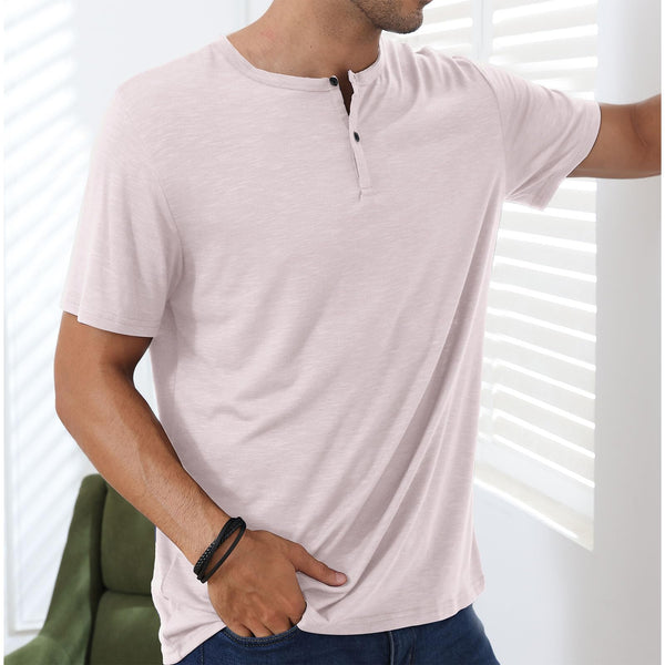 1 x Brand New Ophestin Men s Casual Henley Shirts Short Sleeve T-Shirt ...