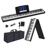 1 x RAW Customer Returns OYAYO Folding Piano Keyboard, 88 Keys Full Size Semi-Weighted Keyboard Support Bluetooth MIDI, Portable Foldable Keyboard Piano with Sustain Pedal and Piano Bag for Beginner Best Gift Black  - RRP £142.99