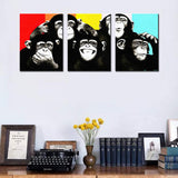 1 x Brand New Funny Monkey Making Faces Canvas Wall Art for Living Room Decor Animals Art Black and White Banksy Pop Art Gorilla Chimps Kitchen Wall Decor Wall Decorations for Living Room Wall Pictures 42x20 Inch - RRP £40.02