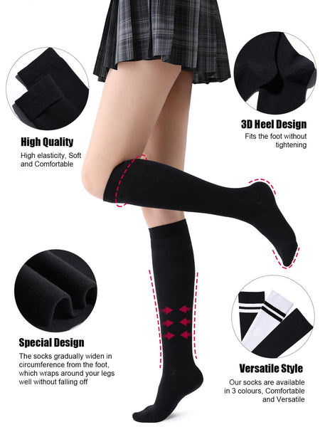 15 x Brand New Monbessi Knee High Socks for Women Girls, Cotton Stripe ...