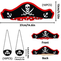 2 x Brand New FORYNXHWIN 10 Pirate Hats and 10 Eye Masks, Captain Caribbean Accessories Set, for Children s Pirate Theme Party Role Play - RRP £21.98