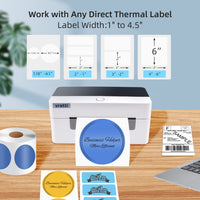 1 x RAW Customer Returns vretti Thermal Label Printer Label Printer Thermal Bluetooth Printer Machine 4x6 for Shipping Label Postage Label Compatible with Windows,Mac OS and Linux Systems - RRP £74.99