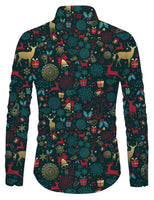 1 x RAW Customer Returns Goodstoworld Ugly Christmas Shirt for Men Dark Colour Novelty Christmas Graphic Reindeer 3D Print Long Sleeve Button Down Hawaiian Shirts Tee Tops for Men L - RRP £25.61