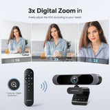 1 x RAW Customer Returns DEPSTECH 4K Webcam, Ultra HD 1 2.55 Sony Sensor, 3x Digital Zoom, Dual Noise-Canceling Microphones, Remote Control, Auto Focus, Streaming Camera Webcam for PC, Laptop, Video Call, Zoom, Skype, Teams - RRP £79.99