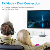 1 x RAW Customer Returns Bluetooth Transmitter and Receiver for TV - SOOMFON Bluetooth 5.0 TV Adapter with Volume Control, 164ft Long Range Audio Bluetooth Transmitter for 2 Headphones Optical, RCA, Aux  - RRP £24.99