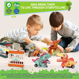 7 x Brand New GoStock Dinosaur Toys for 2, 3, 4, 5, 6 Year Old Toddlers Kids, 4 Friction Powered Small Cars Dinos Trucks 2 Light-up Rescue Cages with Sounds, Educational Gifts Idea for Baby Toddler Boys Girls - RRP £69.86