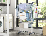 1 x RAW Customer Returns HOMIDEC Airer Clothes Drying Rack,4-Tier Foldable Clothes Hanger Adjustable Large Stainless Steel Garment Laundry Racks for Indoor Outdoor - RRP £29.99