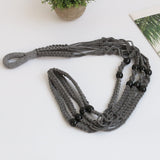 1 x RAW Customer Returns Macrame Plant Hanger Indoor Hanging with Wood Beads Macrame Planters No Tassel for Indoor Outdoor Boho Home Decor 35 Inch Gray,1pc  - RRP £15.49