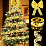 1 x Brand New AnyDesign 32.8Ft Christmas Ribbon Light with Bowtie LED Ribbon Light Christmas Tree Ornaments Lace Bow for Xmas Home Indoor Outdoor Decor Wedding Holiday Birthday Party Supplies, Bronzing Gold - RRP £17.99