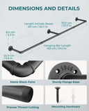 1 x RAW Customer Returns OROPY Industrial Pipe Clothes Rail, Set of 2, 167cm Wall Mounted Detachable Retro Metal Clothing Rail for Hanging Clothes, Heavy Duty Clothes Rail for Bedroom Storage, Black 3 Base  - RRP £45.99
