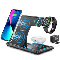 2 x RAW Customer Returns Wireless Charger,Wireless Charger iphone,Apple Watch Charger Stand,3 in 1 Wireless Charging Dock for iPhone 15 14 13 12 11 Pro Max XS XR X 8,Apple Watch 8 7 6 5 4 3 2 SE,AirPods 3 2 Pro Black  - RRP £59.98