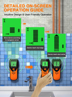 1 x RAW Customer Returns Mecurate Stud Finder Wall Scanner Sensor - 5 in 1 Electronic Stud with LCD Display Audio Alarm for Wood AC Live Wire Metal Studs Detection Joist Pipe - RRP £23.99