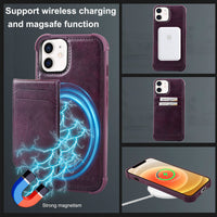6 x Brand New MONASAY Magwallet Case for Apple iPhone 12 Pro 12, Support Magsafe Charging Glass Screen Protector Flip Folio Magnetic Leather Wallet Phone Cover with Detachable RFID Blocking Card Holder,Purple - RRP £119.94
