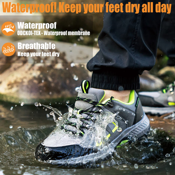 1 x Brand New ODCKOI Waterproof Hiking Shoes Mens Lightweight Walking ...