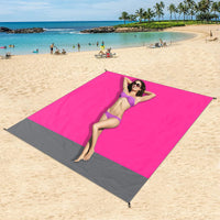 1 x Brand New New Rose Red Beach Blanket, Outdoor Picnic Blankets Waterproof Sand Proof, 79X83 Inch Lightweight Sand Mat for Travel, Camping, Hiking, Picnic, Packable with 1pc Carabiner 4 Camping Nails - RRP £12.6