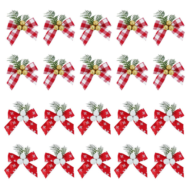 2 x Brand New VidFair Christmas Wreath Bows 20PCS Mini Red Plaid Burla ...