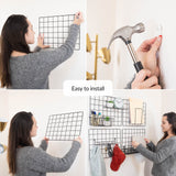 1 x RAW Customer Returns 4 Pack Wire Wall Grid Panel With Accessories Includes Hanging Baskets, Letter Sorter, Shelf Hook Rack Complete Set Wire Notice Board Hanging Home, Office Kitchen D cor Photo Board - RRP £34.99