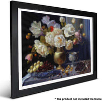 1 x Brand New Ginfonr 5D DIY Diamond Painting Flowers Fruit Table by Number Kits Full Drill for Adults, Paint with Diamonds Art Plants Cross Stitch Embroidery Rhinestone Craft for Home Wall Decor 12x16 Inch - RRP £3.98