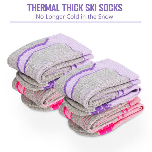 1 x Brand New Zuimei 2 Pairs Thermal Ski Socks For Women 4-7 Long Knee ...