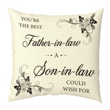 2 x Brand New BOMEON Cushion Cover Son in Law Gifts, Birthday Son in Law Gifts from Mother Father, Son in Law Gifts from Mum Dad, Presents Gifts for Son in Law, Cushion Cover Pillowcase for Son in Law - RRP £15.98