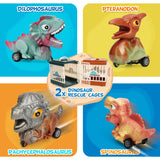 7 x Brand New GoStock Dinosaur Toys for 2, 3, 4, 5, 6 Year Old Toddlers Kids, 4 Friction Powered Small Cars Dinos Trucks 2 Light-up Rescue Cages with Sounds, Educational Gifts Idea for Baby Toddler Boys Girls - RRP £69.86