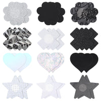 5 x Brand New Sibba Glitters Pasties 24 Pcs Breast Covers Sticky Lingerie Accessories Bra Skin Body Coverings Cross Shape Petal Women Rave Party Disposable Reusable Breast Petals Silver Rhinestone - RRP £32.6