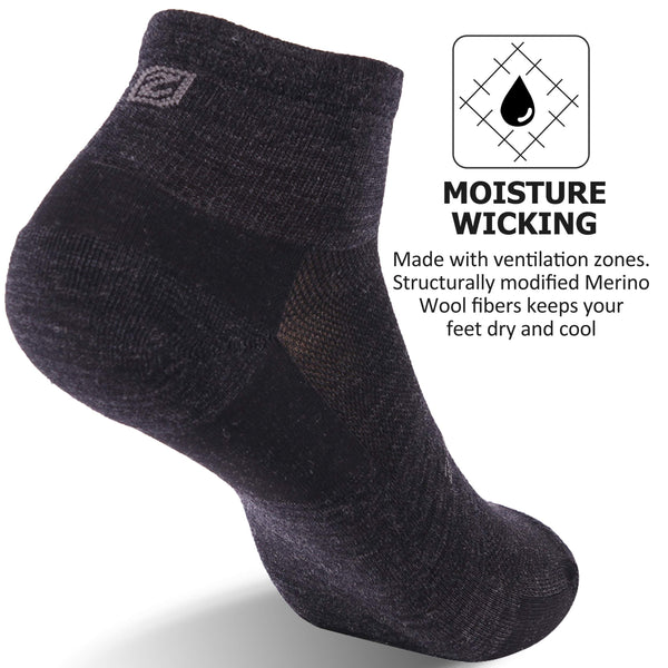 1 x Brand New ZEAL WOOD Merino Wool Thick Socks No Show Running Wool S ...