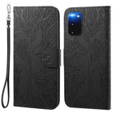 1 x Brand New LEINOTWANCH Phone Case for Samsung Galaxy S20 5G PU Leather Flip Case Wallet Protector Full Protection Card Slots Kickstand Lanyard ,Embossed Tree of life pattern,Blue - RRP £10.12