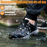 1 x Brand New ODCKOI Waterproof Hiking Shoes Mens Lightweight Walking Shoes Low Trekking Hiking Footwear Non-Slip Outdoor Trails Trainers Black Grey 7 UK  - RRP £50.7