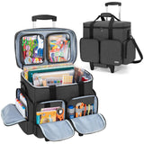 1 x RAW Customer Returns CURMIO Rolling Scrapbook Tote with Padded Laptop Sleeve, Wheeled Scrapbook Supplies Storage Bag with Detachable Trolley and Bottom Wooden Board, Rolling Craft Bag for Scrapbooking Supplies, Black - RRP £72.99
