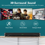1 x RAW Customer Returns Wohome Sound Bar S88 20-Inch 50W Home Theater Soundbar Speaker, with Bluetooth 5.0, 3D Surround Sound, 3 EQs, Optical Aux Coaxial HDMI USB, Compatible with 4K HD Smart TV 28-Inch  - RRP £69.98