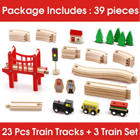 2 x RAW Customer Returns Wooden Train Set for Toddler - 39 Piece- with Wooden Tracks Fits Thomas Brio Chuggington Melissa and Doug- Expandable, Changeable-Train Toy for 3 4 5 Years Old Girls Boys - RRP £59.98