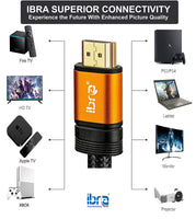 1 x RAW Customer Returns IBRA 2.1 HDMI Cable 8K, 7m Ultra HD Lead High-Speed Cord 48Gbps Supports 8K 60HZ 4K 120HZ 4320p Compatible with Fire TV 3D Support Ethernet Function 8K UHD 3D-Xbox PlayStation PS3 PS4 PC - Orange - RRP £28.99