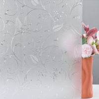 1 x RAW Customer Returns FEOMOS Etched Floral Window Film - Privacy Window Clings Decorative Frosted Window Film Glass Film for Bathroom Office Doors No Glue 90cm x 200cm - RRP £24.97