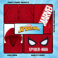 1 x Brand New Marvel Sherpa Hoodie for Boys, Spiderman Zip Up Fleece Fluffy Hoodie Red, 11-12 Years  - RRP £22.79