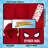 1 x Brand New Marvel Sherpa Hoodie for Boys, Spiderman Zip Up Fleece Fluffy Hoodie Red, 11-12 Years  - RRP £22.79