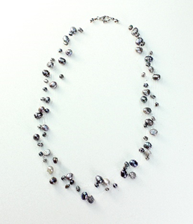 74 x Brand New Black cultured freshwater pearl floating necklace - RRP £925 - RESERVE - £239.25